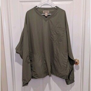 Duluth Trading Size 3X Olive V neck Windshirt Windbreaker Jacket Pullover